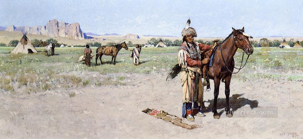 Ensillando a los nativos americanos de las Indias Occidentales Henry Farny Pintura al óleo